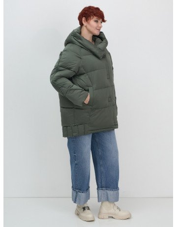 Пуховик зимний женский с капюшоном, хаки. в Тюмени