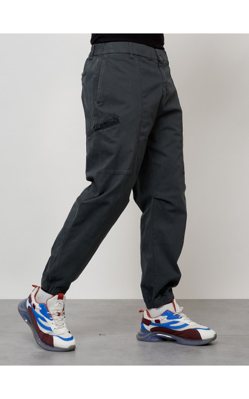 Мужские брюки карго с накладными карманами, тёмно-серые в Тюмени