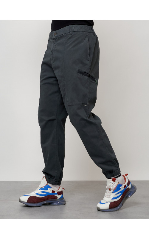 Мужские брюки карго с накладными карманами, тёмно-серые в Тюмени