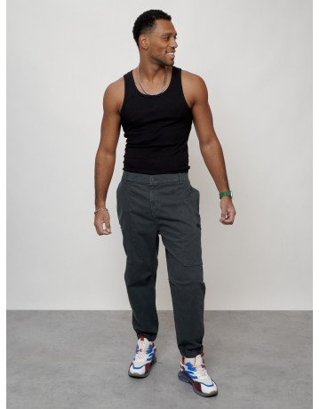Мужские брюки карго с накладными карманами, тёмно-серые в Тюмени