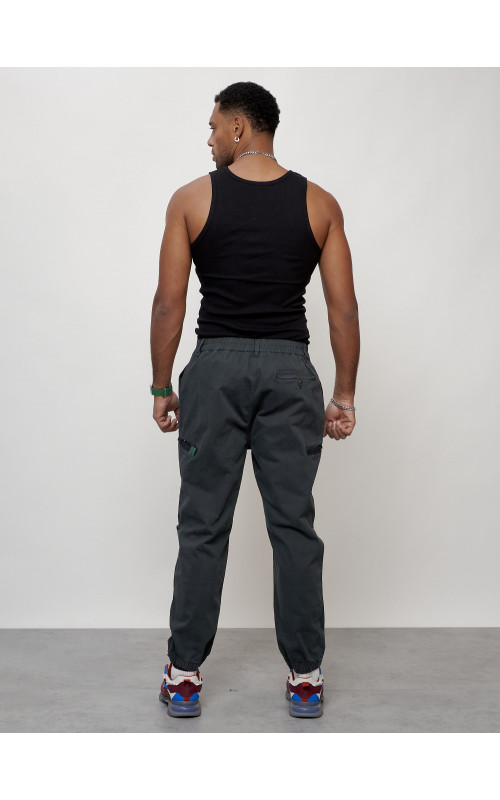 Мужские брюки карго с накладными карманами, тёмно-серые в Тюмени