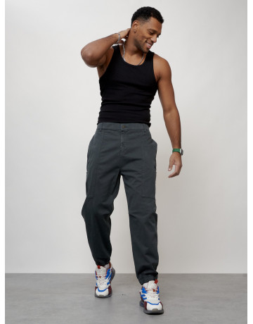 Мужские брюки карго с накладными карманами, тёмно-серые в Тюмени