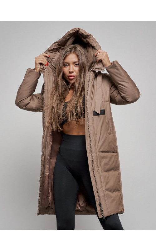 Длинный женский пуховик для зимы