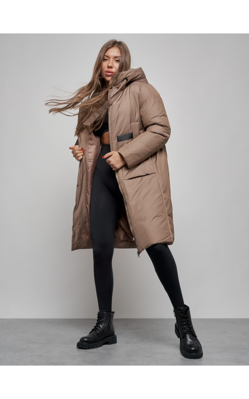 Длинный женский пуховик для зимы