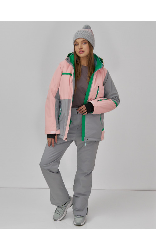 Женская горнолыжная куртка с комбинированным принтом.