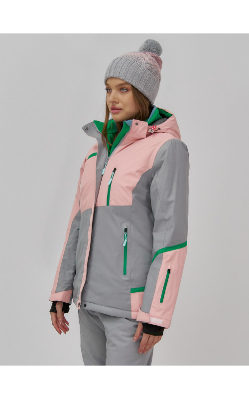 Женская горнолыжная куртка с комбинированным принтом.