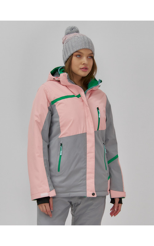 Женская горнолыжная куртка с комбинированным принтом.