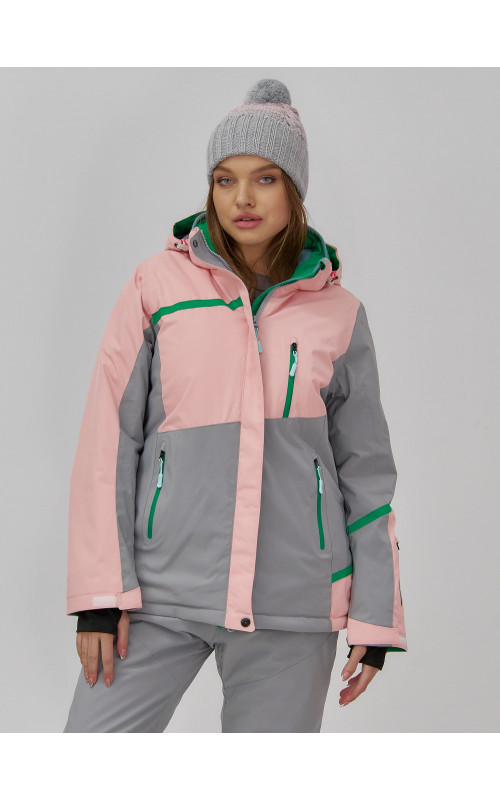 Женская горнолыжная куртка с комбинированным принтом.
