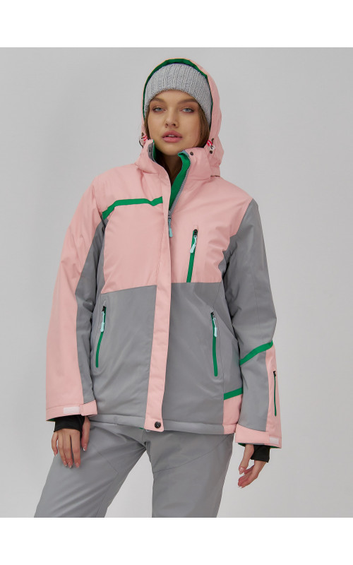 Женская горнолыжная куртка с комбинированным принтом.