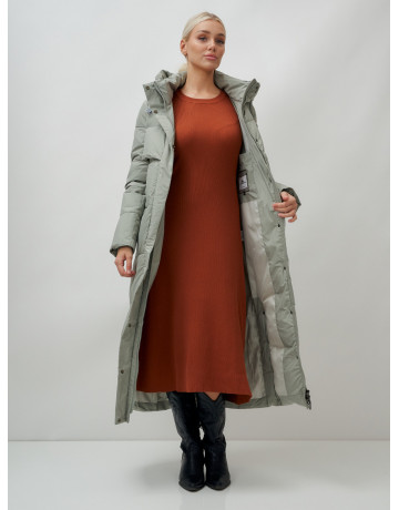 Длинный зимний пуховик с капюшоном для женщин