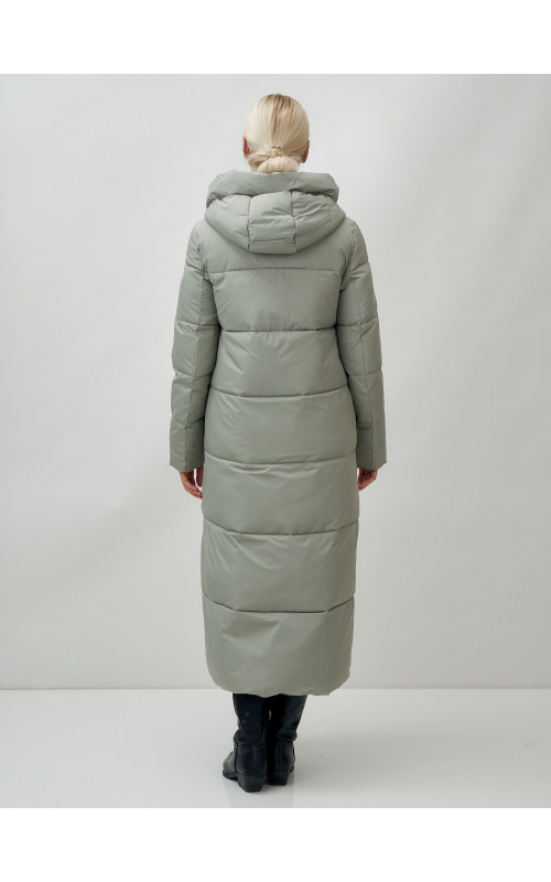 Длинный зимний пуховик с капюшоном для женщин