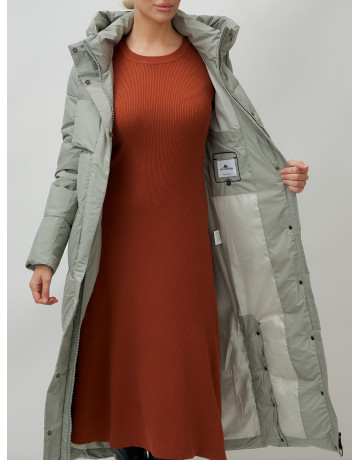 Длинный зимний пуховик с капюшоном для женщин