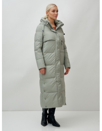 Длинный зимний пуховик с капюшоном для женщин