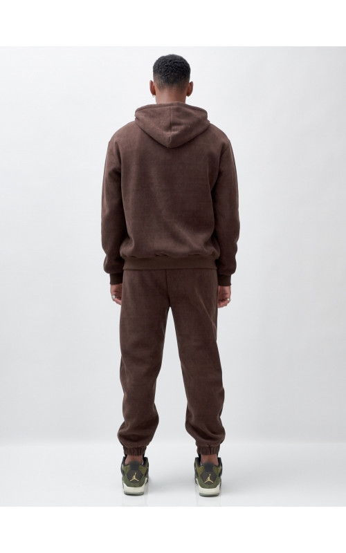 Мужской демисезонный спортивный костюм на флисе, коричневый, для спорта. в Тюмени