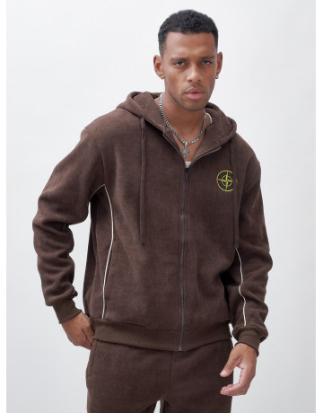 Мужской демисезонный спортивный костюм на флисе, коричневый, для спорта. в Тюмени