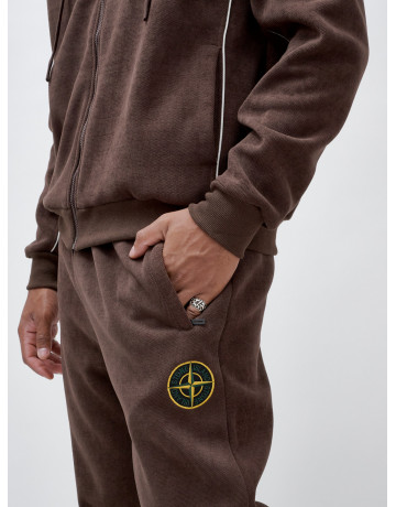 Мужской демисезонный спортивный костюм на флисе, коричневый, для спорта. в Тюмени