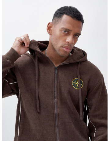 Мужской демисезонный спортивный костюм на флисе, коричневый, для спорта. в Тюмени