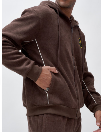 Мужской демисезонный спортивный костюм на флисе, коричневый, для спорта. в Тюмени