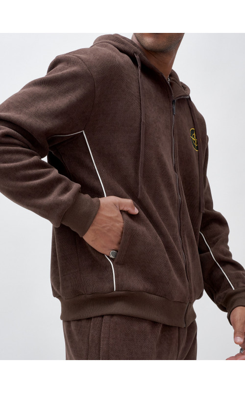 Мужской демисезонный спортивный костюм на флисе, коричневый, для спорта. в Тюмени