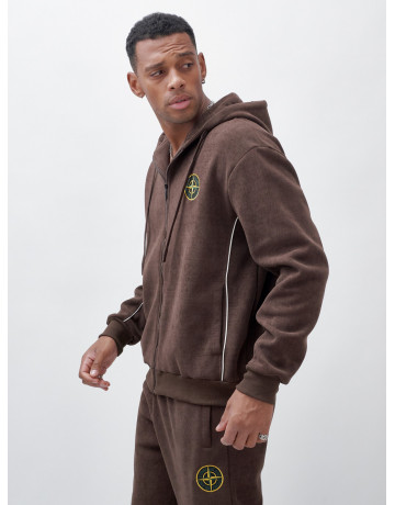 Мужской демисезонный спортивный костюм на флисе, коричневый, для спорта. в Тюмени