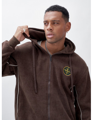 Мужской демисезонный спортивный костюм на флисе, коричневый, для спорта. в Тюмени