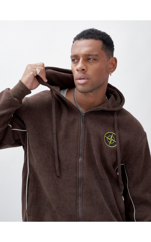 Мужской демисезонный спортивный костюм на флисе, коричневый, для спорта. в Тюмени