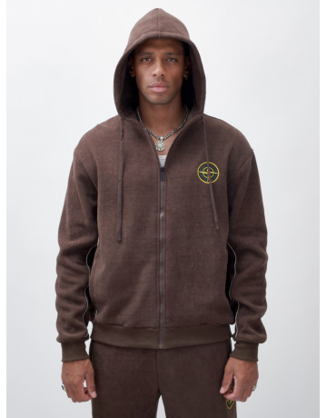 Мужской демисезонный спортивный костюм на флисе, коричневый, для спорта. в Тюмени