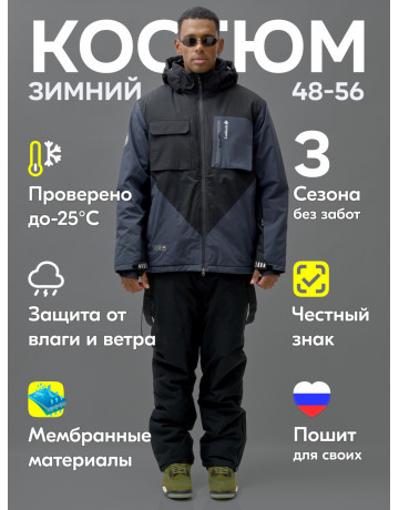 Мужской зимний горнолыжный костюм для активного отдыха.