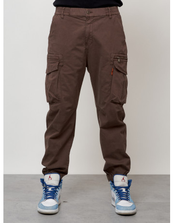 Мужские брюки карго с накладными карманами, коричневые в Тюмени