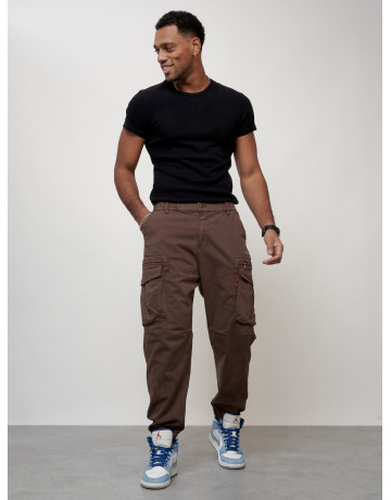 Мужские брюки карго с накладными карманами, коричневые в Тюмени