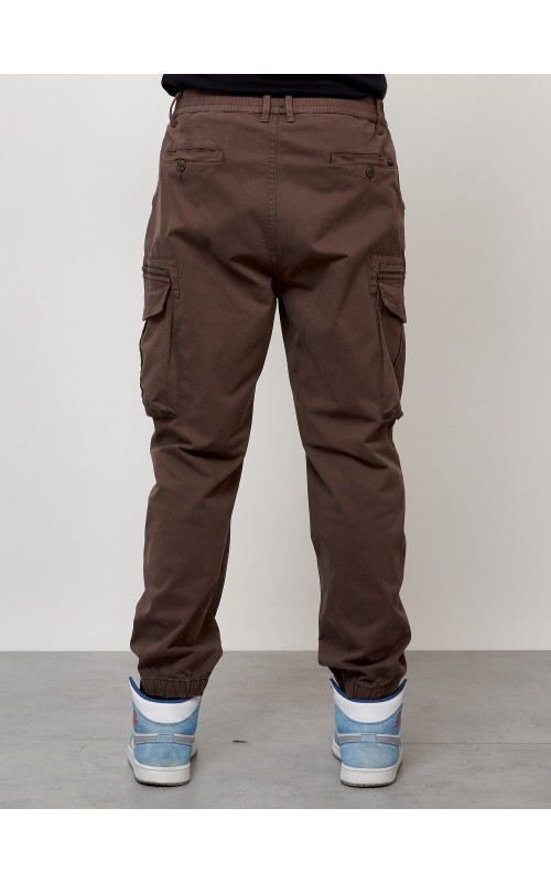 Мужские брюки карго с накладными карманами, коричневые в Тюмени