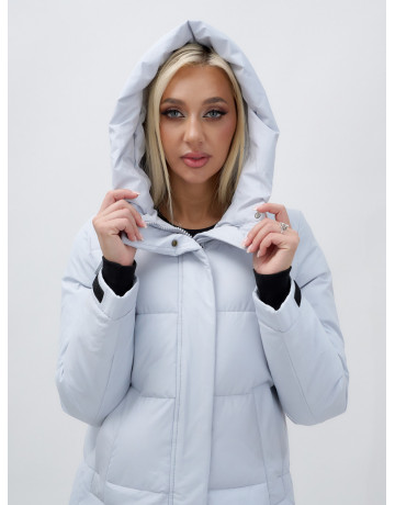 Длинный зимний пуховик с капюшоном для женщин.
