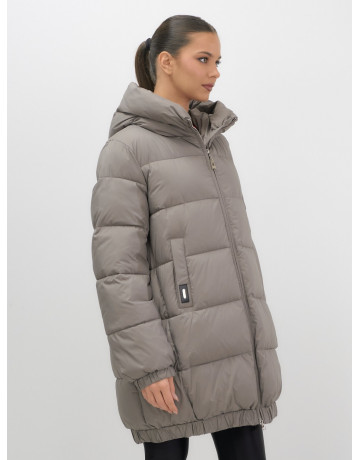 Пуховик женский зимний большого размера коричневый в Тюмени