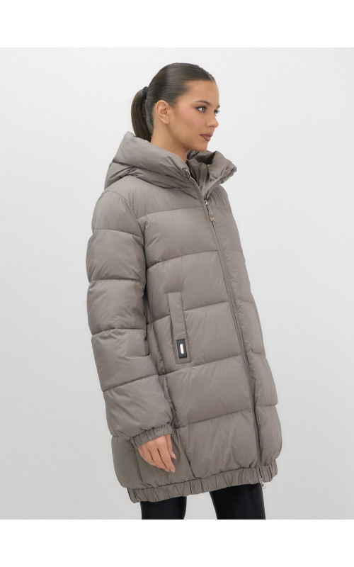 Пуховик женский зимний большого размера коричневый в Тюмени