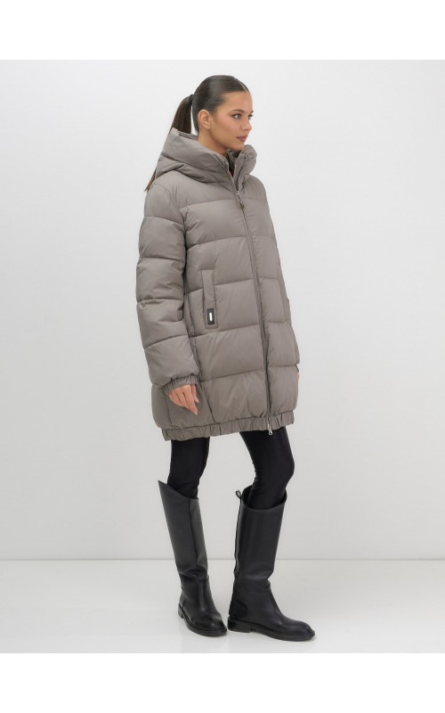 Пуховик женский зимний большого размера коричневый в Тюмени