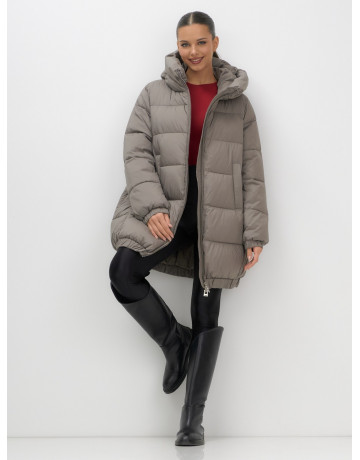 Женская зимняя куртка с капюшоном на резинке, утеплённая, больших размеров.