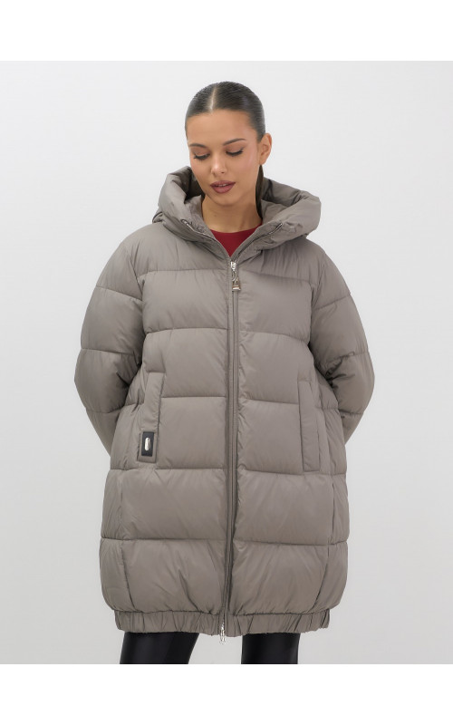 Пуховик женский зимний большого размера коричневый в Тюмени