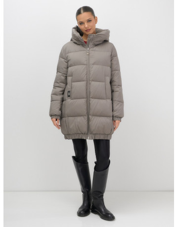 Пуховик женский зимний большого размера коричневый в Тюмени