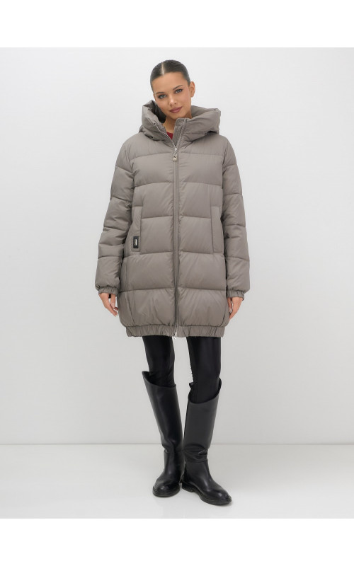 Пуховик женский зимний большого размера коричневый в Тюмени