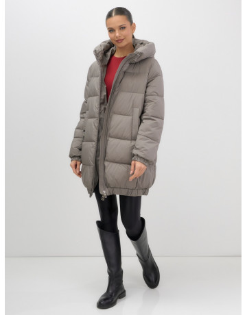 Пуховик женский зимний большого размера коричневый в Тюмени