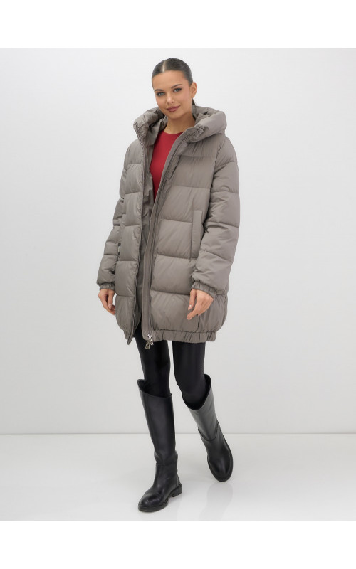 Пуховик женский зимний большого размера коричневый в Тюмени