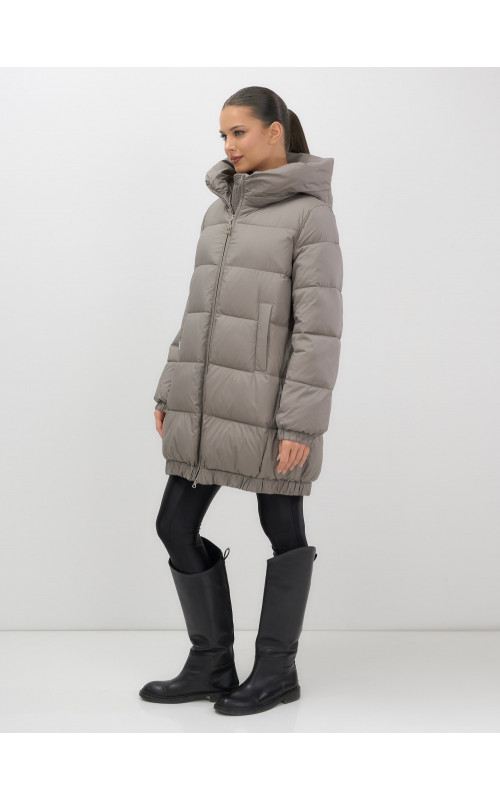 Пуховик женский зимний большого размера коричневый в Тюмени