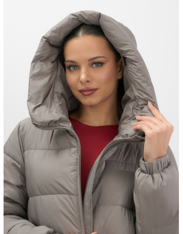 Пуховик женский зимний большого размера коричневый в Тюмени