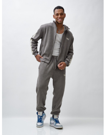 Мужской демисезонный спортивный костюм на флисе, серый, для спорта. в Тюмени