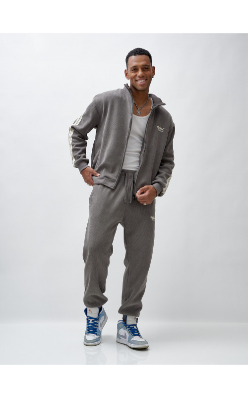Мужской демисезонный спортивный костюм на флисе, серый, для спорта. в Тюмени