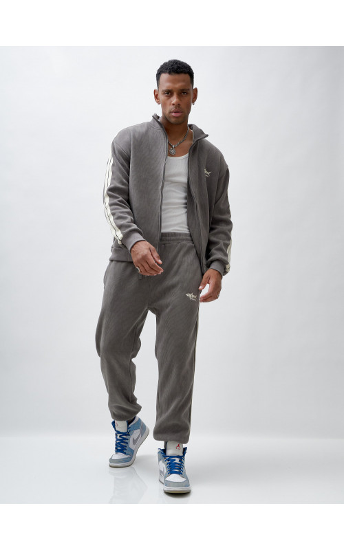 Мужской демисезонный спортивный костюм на флисе, серый, для спорта. в Тюмени