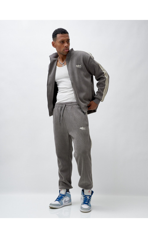 Мужской демисезонный спортивный костюм на флисе, серый, для спорта. в Тюмени