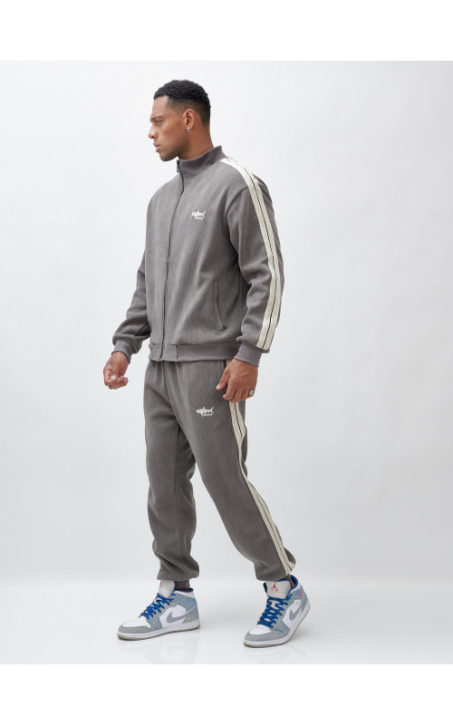 Мужской демисезонный спортивный костюм на флисе, серый, для спорта. в Тюмени