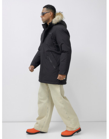 Мужская зимняя парка с мехом енота для активного отдыха и прогулок.