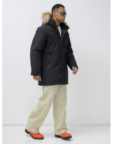 Мужская зимняя парка с мехом енота для активного отдыха и прогулок.